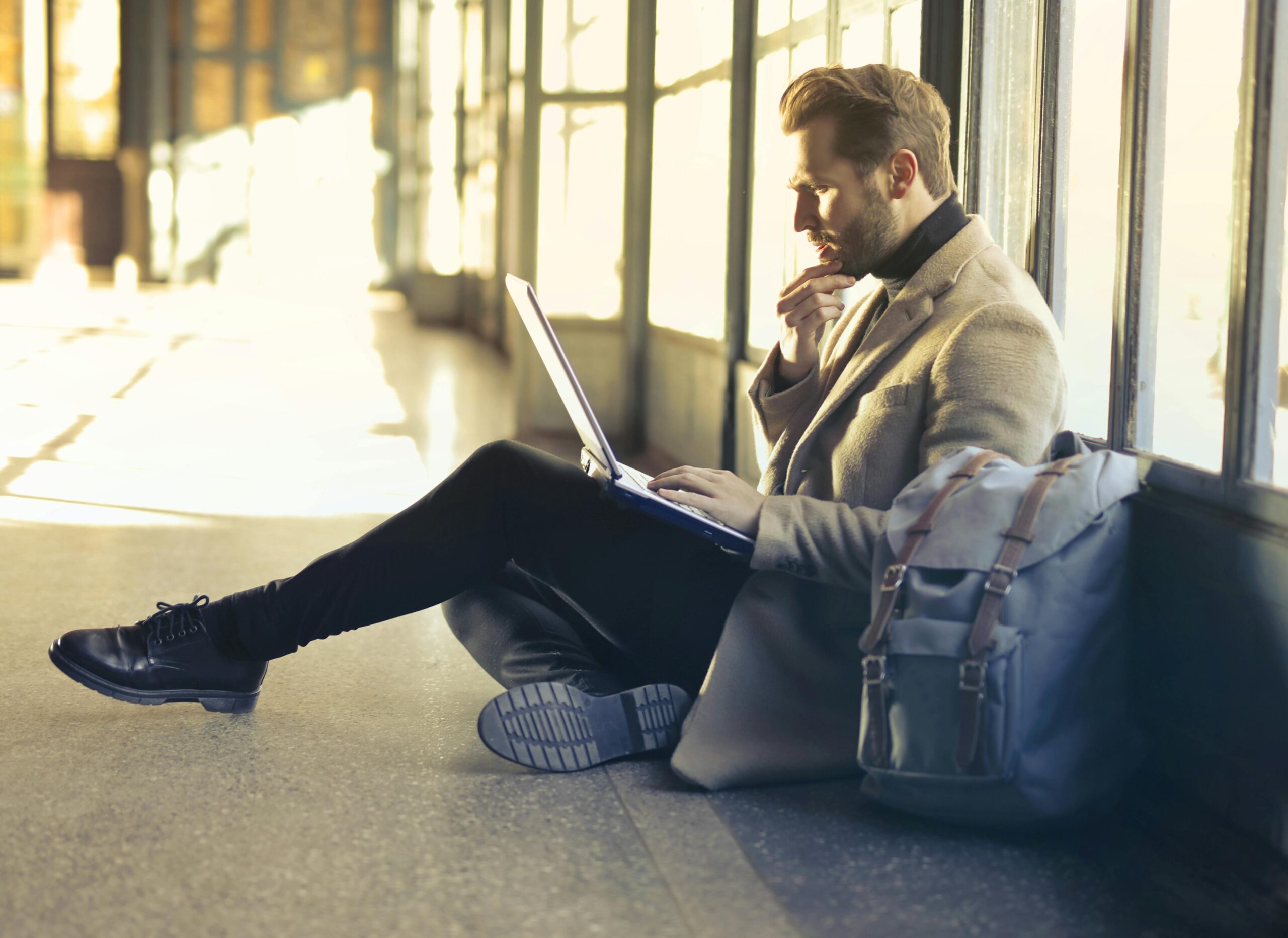 Man sitting on airport
