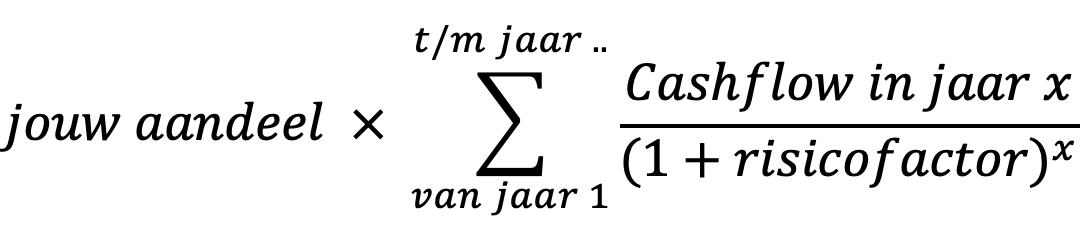 Formule voor de waarde van het eigen aandeel in een samenwerking